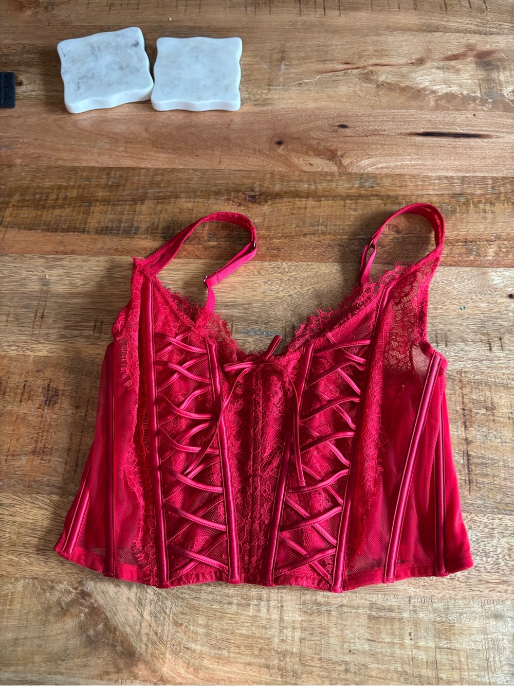 Victoria's Secret Red Lace Dream Angels Corset Camisole